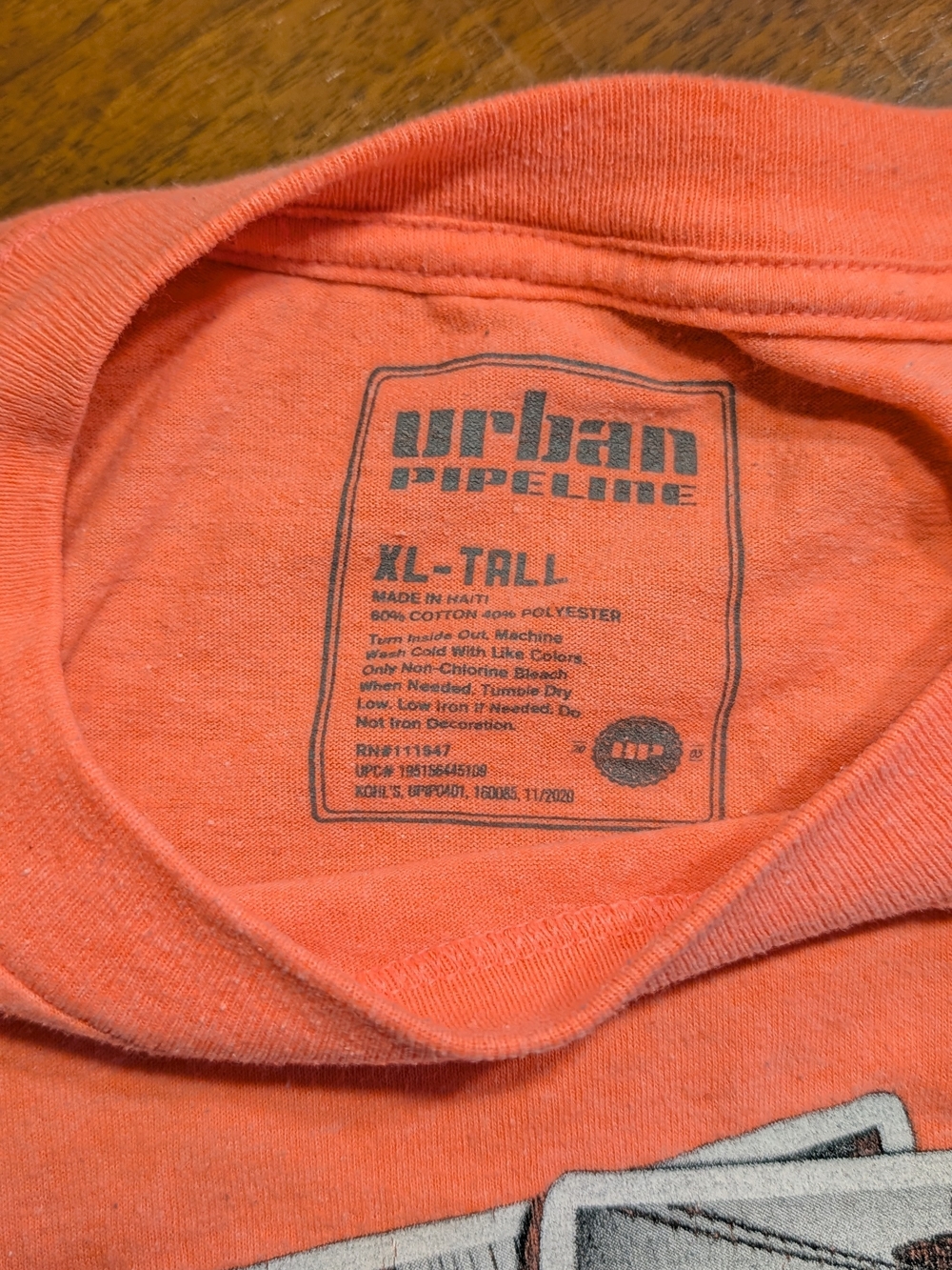 Urban Pipeline XL-Tall Orange Graphic Tee